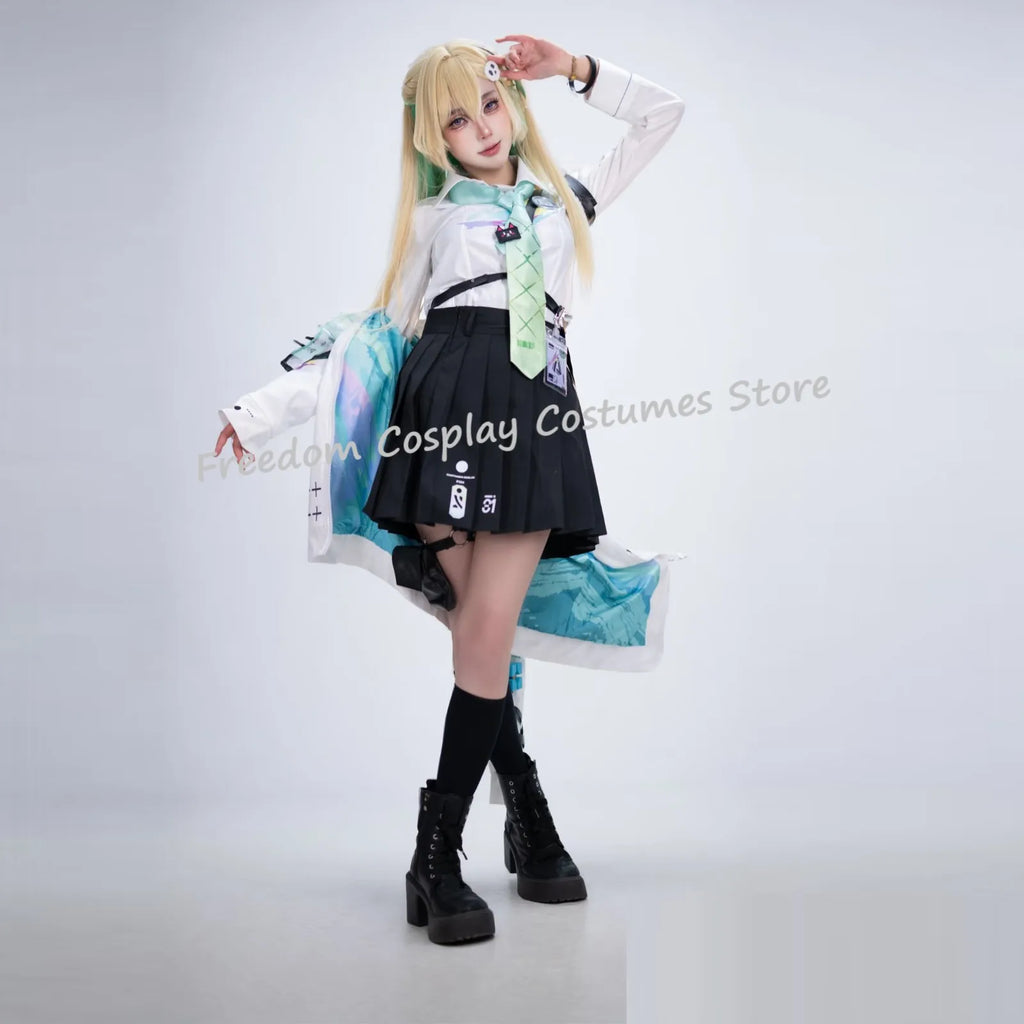 Game Wuthering Waves Lynae Cosplay costume Wig Woman sexy jk School Uniforms accessories Lynae Halloween party suit