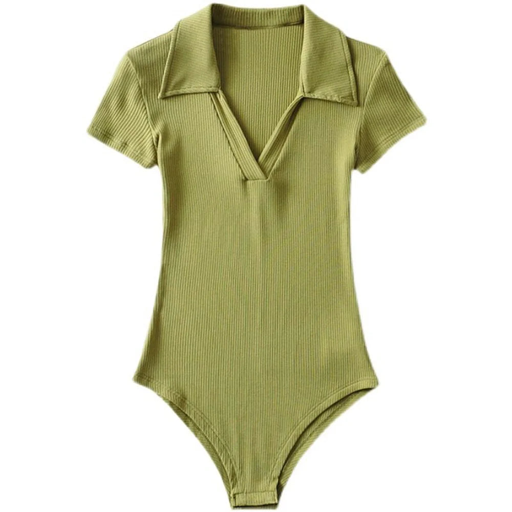 New Women Bodysuit Lingerie Sleepwear Short Sleeve Slim Fit Sexy Jumpsuit Casual Basic Top Bodycone V-neck Hotsweet Undershirt