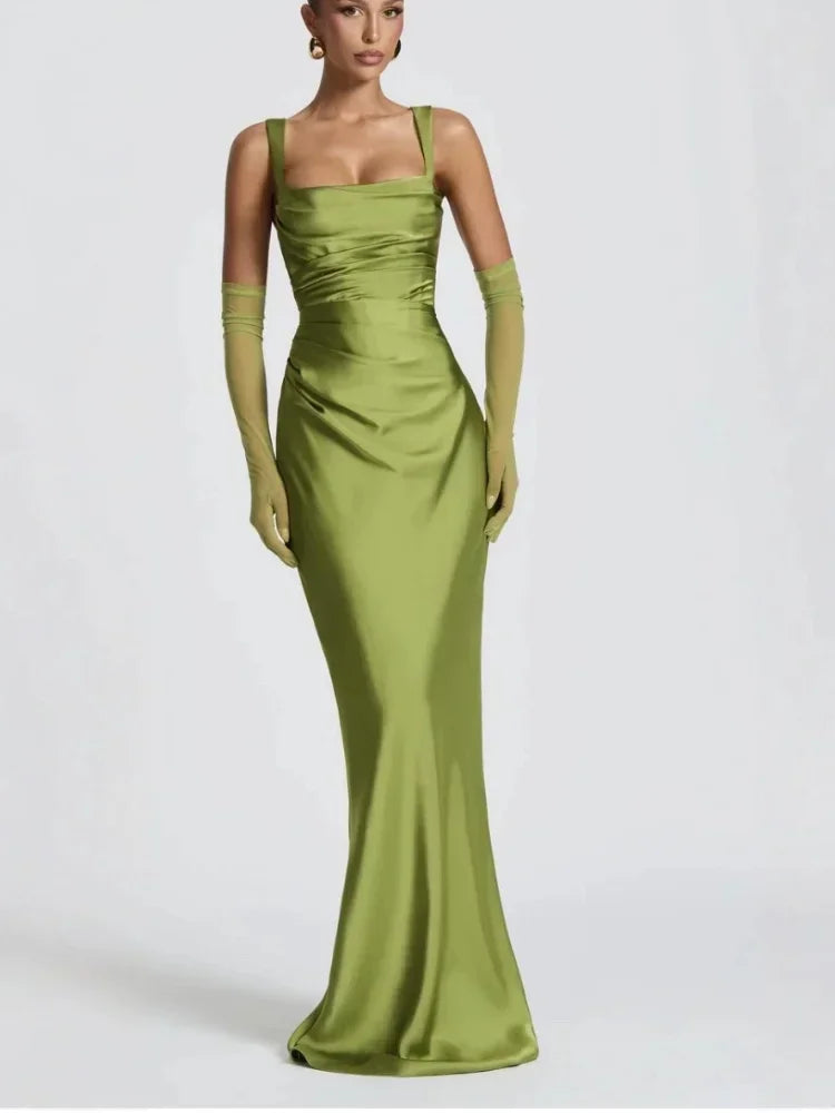 Elegant Scarf Collar Sling Women Summer Dress Solid Sleeveless Off-shoulder Slim Maxi Dresses 2026 Lady Chic Evening Party Gown