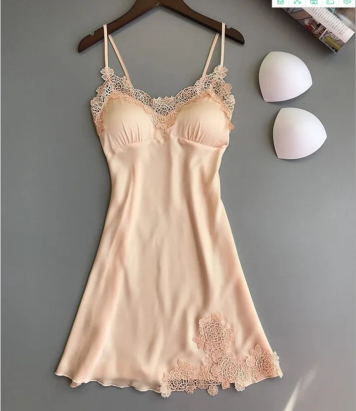 Sexy Pajamas Women's Silk Suspender Nightdress Ladies Spring And Summer Ice Silk Thin Halter Home Service Satin Night Dresses