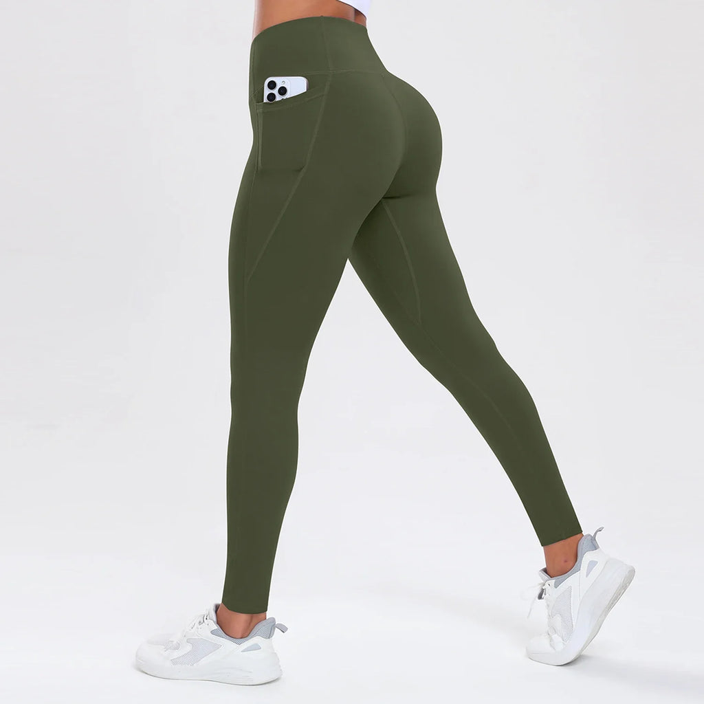 Women Yoga Pants with Pockets Butt Lifting Tummy Control Sports Leggings High Waist Fitness Tights Gym Clothing Sportswer