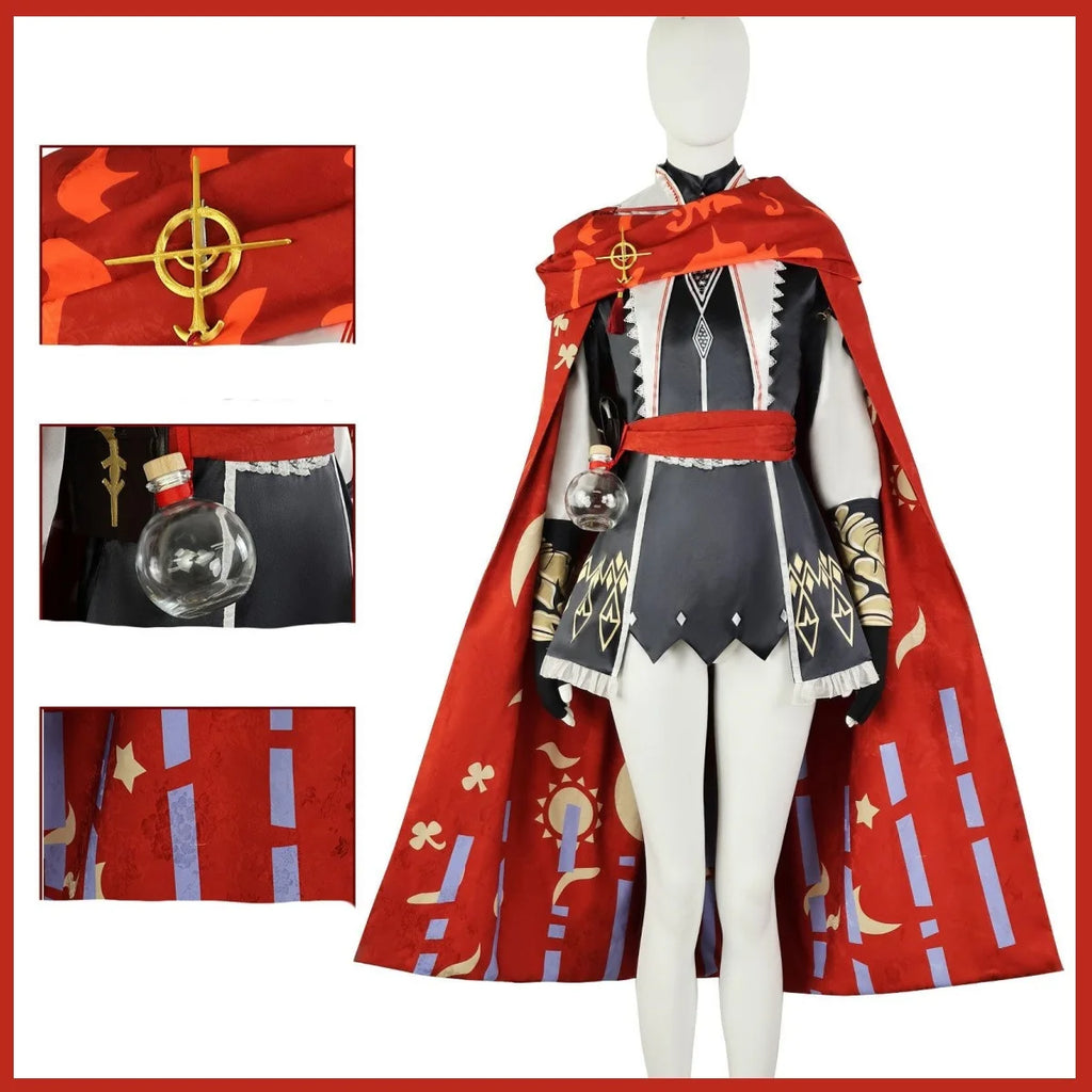 Game Arknights Exusiai The New Covenant Cosplay Costume Legend Seeker Wig Fight Uniform Dress Red Cloak Woman Sexy Carnival Suit