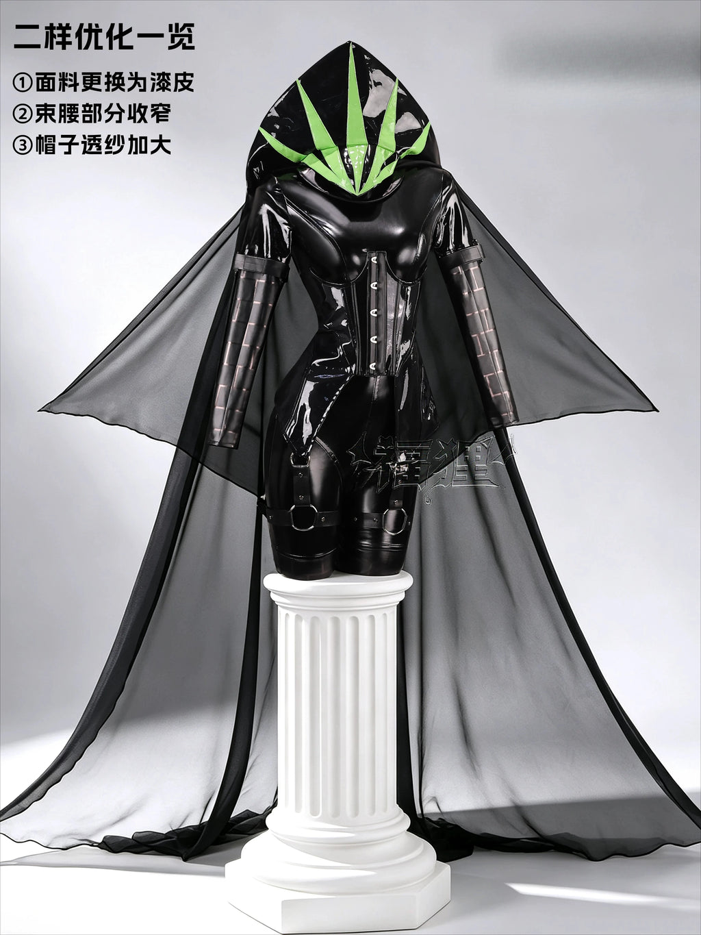 Game Fate/Grand Order Kingprotea Cosplay Costume Women's black sexy hooded leather jumpsuit Halloween party gothic uniform