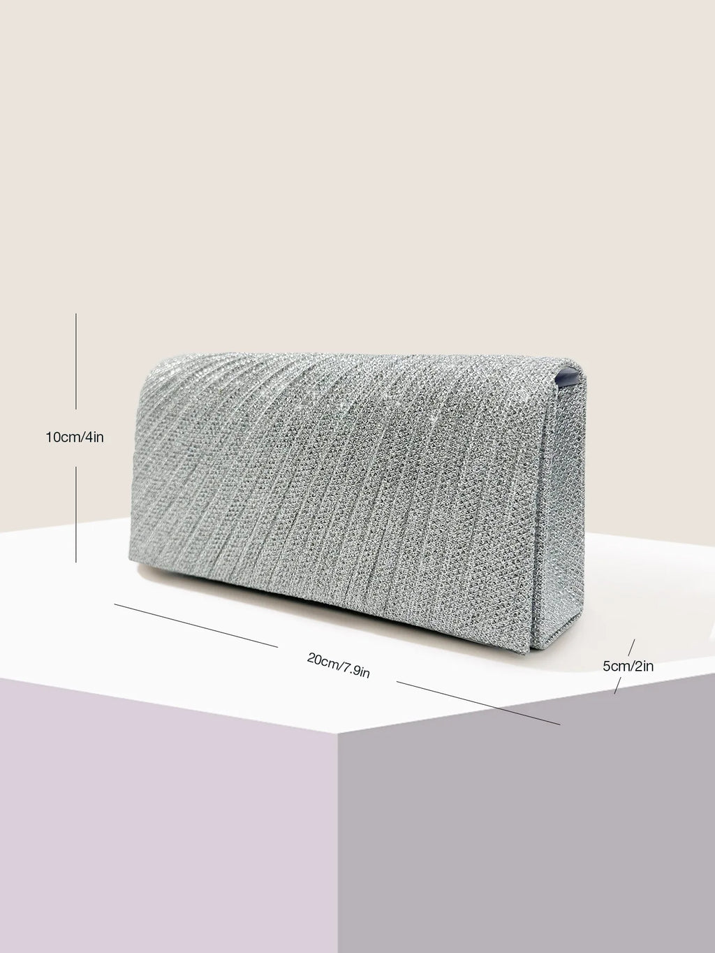 Women Envelope Evening Bag Glitter Ladies Chain Shoulder Bags Shiny Silver Long Purse Female Wedding Party Clutches Mini Handbag