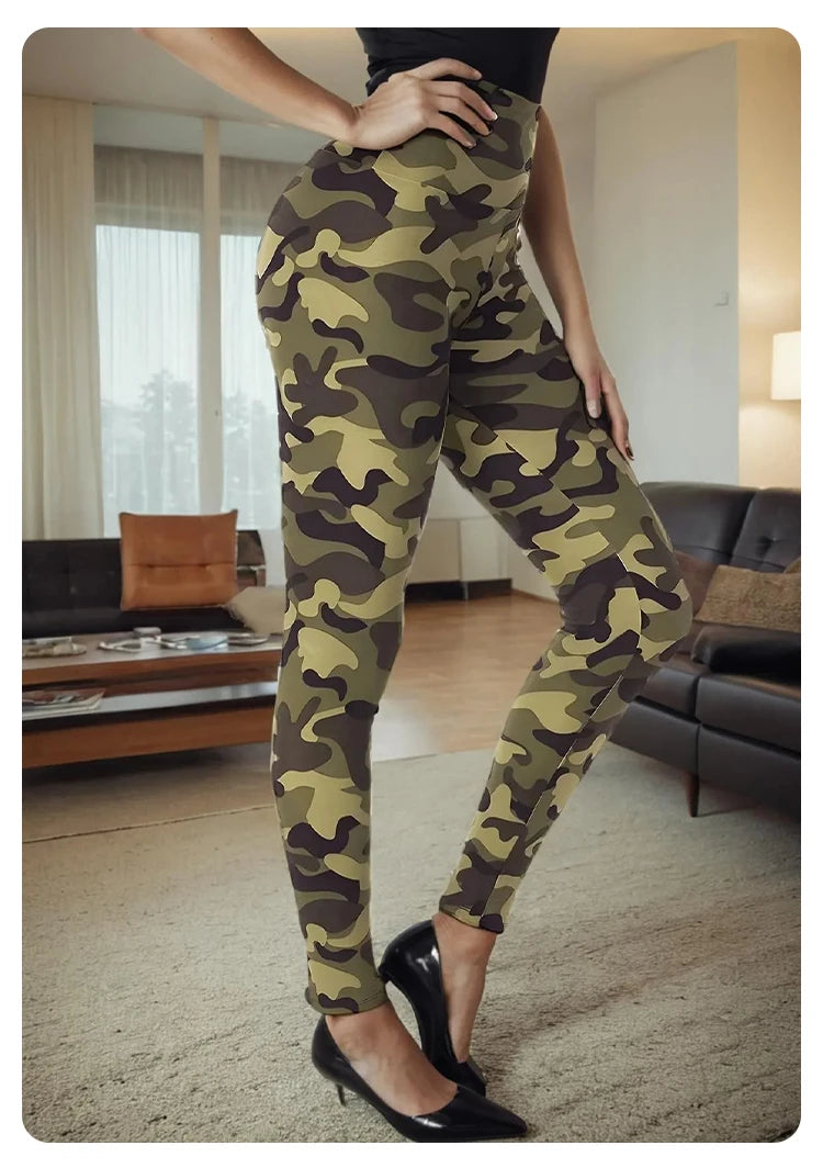 Spring Women's Leggings Camouflage Prints Outdoor Trousers Pants Stretch Elastic Waist Sporty And Sexy Fitness Pants Streetwear