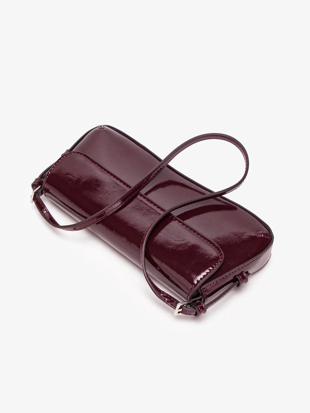 Fashion Ladies Shiny Crossbody Bag Stylish Elegant Shoulder Bag Wine Red Small Underarm Bag Versatile Solid Color Clutch Bag