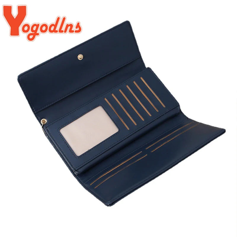 Yogodlns Casual Long Wallet For Women Pendant PU Leather Handbag Multi-layer Clutch Shopping Lady Purse Phone Card Holder Purse