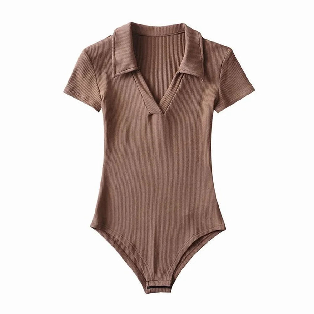 New Women Bodysuit Lingerie Sleepwear Short Sleeve Slim Fit Sexy Jumpsuit Casual Basic Top Bodycone V-neck Hotsweet Undershirt