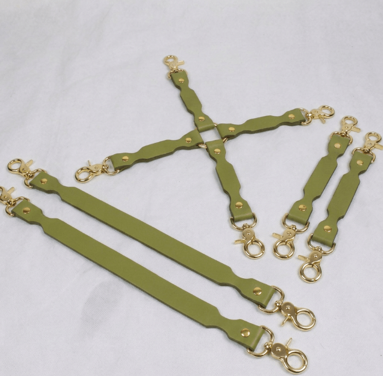 BDSM Connector Set Marble Purple Leather Bondage Connectors