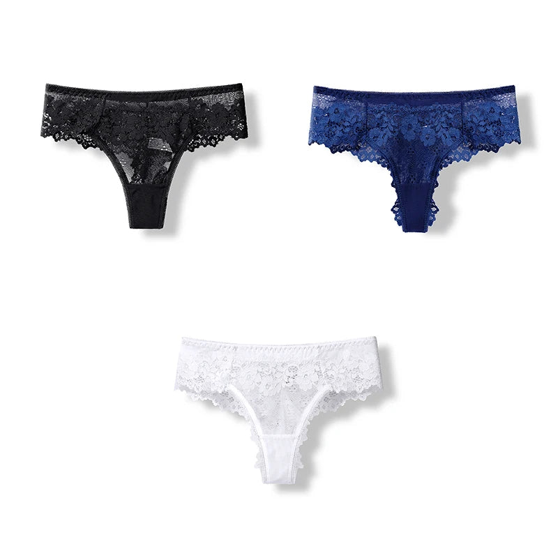 BANNIROU 3 Pcs Sexy Panties For Woman Lingerie Lady G-string Lace Female Thongs Underwear Ladies Intimates Free Shipping