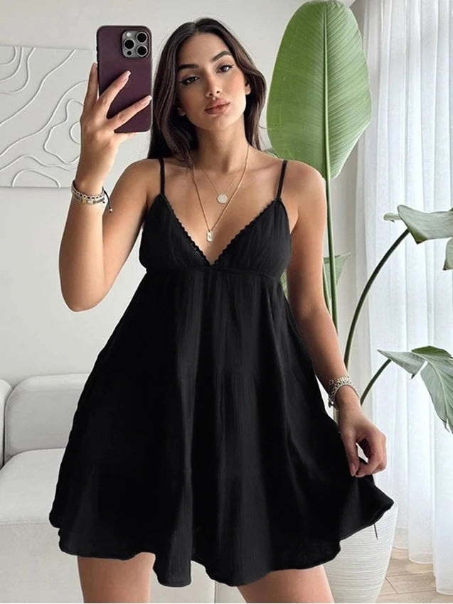 Pure Cotton Silk Sleepwear Women's Comfortable Loose Home Dress Pajamas Sexy V-neck Sleeveless Summer Nightgown