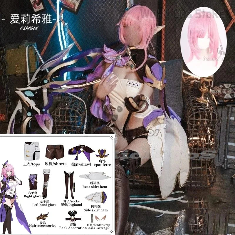w;3.c\6;h'8/Honkai Impact 3rd Elysia Cosplay Costume Sexy Dress Wig Halloween Party Game Cos Outfits for Women El5'u.9;m\4/p