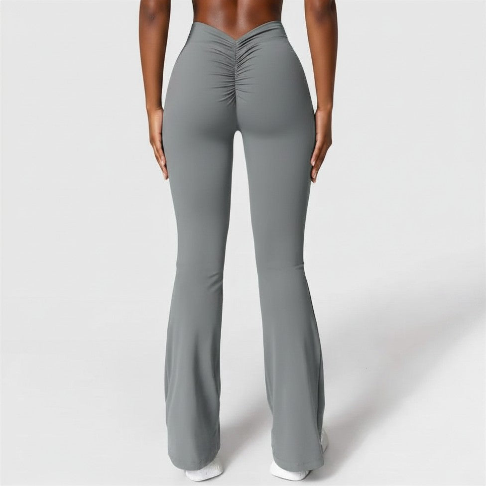 Fashion Micro Horn Leggings Women V-back Waist Sports Pants High Waist Push Up Butt Gym Pants Solid Slim Casual Leggings