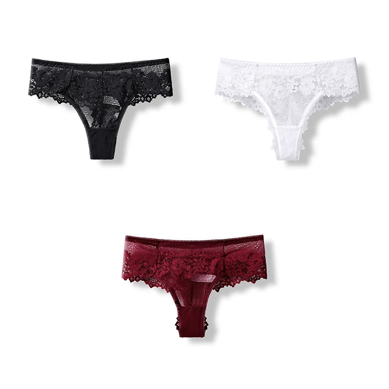 BANNIROU 3 Pcs Sexy Panties For Woman Lingerie Lady G-string Lace Female Thongs Underwear Ladies Intimates Free Shipping