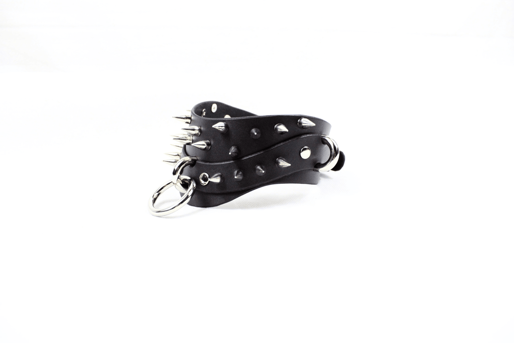 Black Spiked BDSM Collar – Wide Gothic Posture Submissive Choker