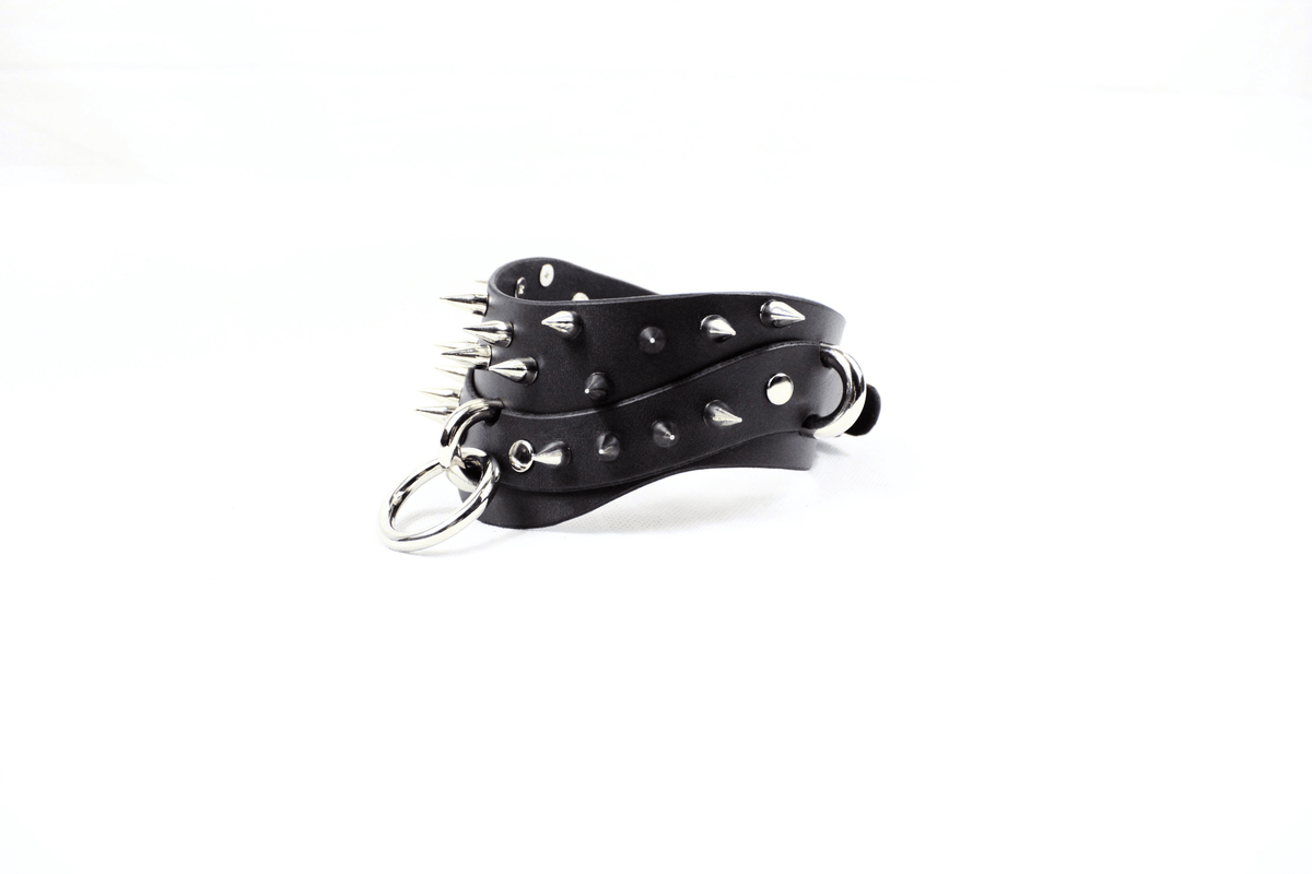 Black Spiked BDSM Collar – Wide Gothic Posture Submissive Choker