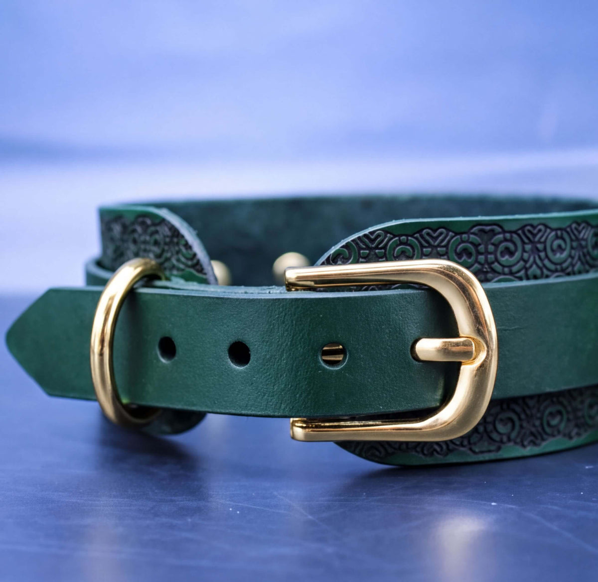 Red Wide Leather Choker Ornamental Slave Collar  BDSM Bondage Gift