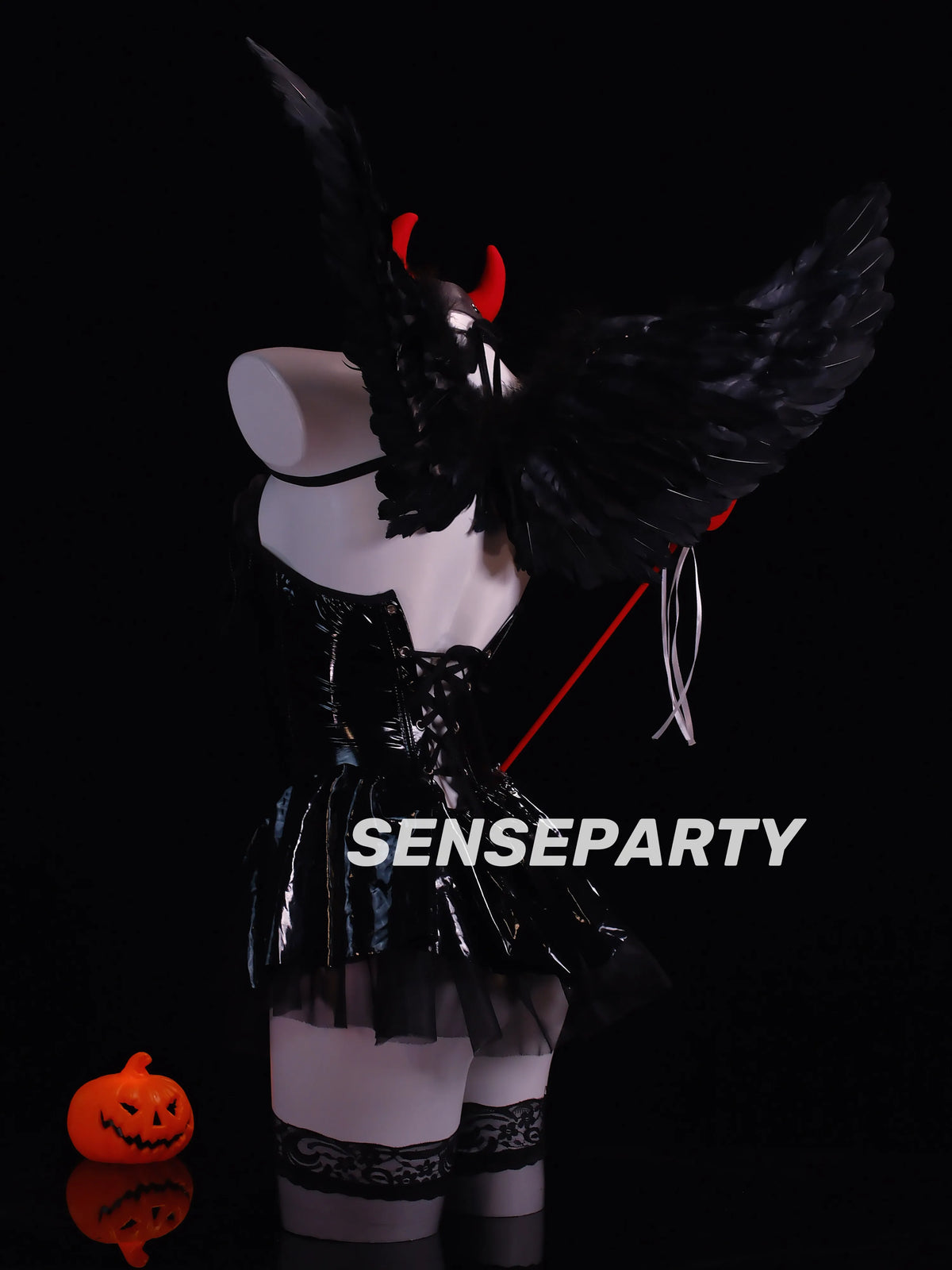 Sensory Party Little Seductive Demon Sexy Little Devil Halloween Costume Set Leather Skin Intimate Underwear QQNY