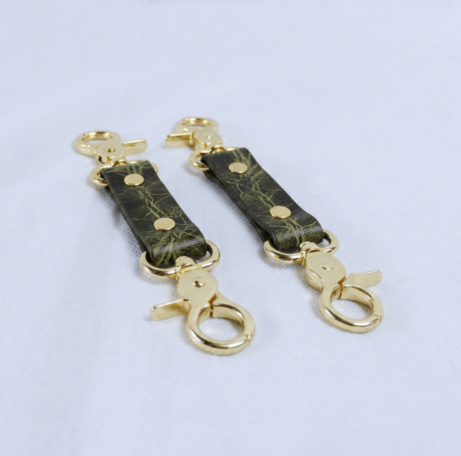 BDSM Connectors Marble Olive Leather Strap with Gold Hardware