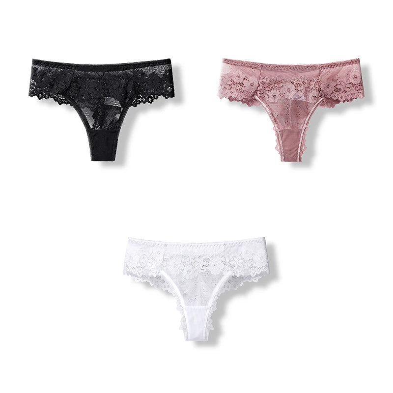 BANNIROU 3 Pcs Sexy Panties For Woman Lingerie Lady G-string Lace Female Thongs Underwear Ladies Intimates Free Shipping