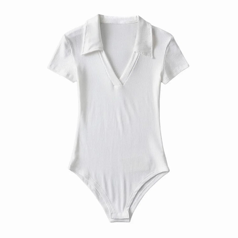New Women Bodysuit Lingerie Sleepwear Short Sleeve Slim Fit Sexy Jumpsuit Casual Basic Top Bodycone V-neck Hotsweet Undershirt