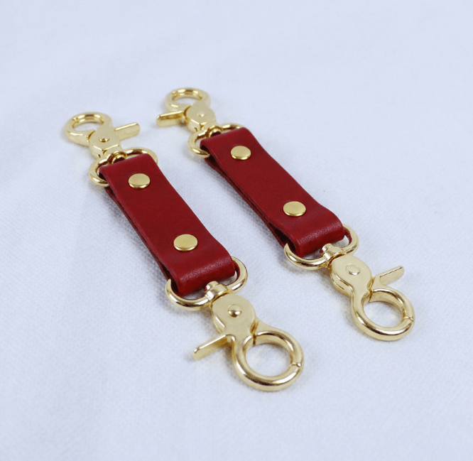 BDSM Connectors Red Leather Strap with Gold Hardware