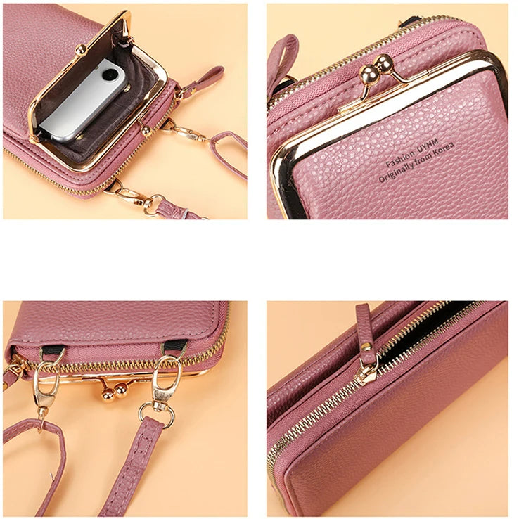 Fashion Small Crossbody Phone Pouch Bags Women Mini Leather Wallet Shoulder Messenger Bag Ladies Phone Bag Coin Purse Handbag