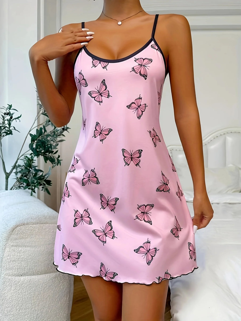 Butterfly Spaghetti Strap Nightgown