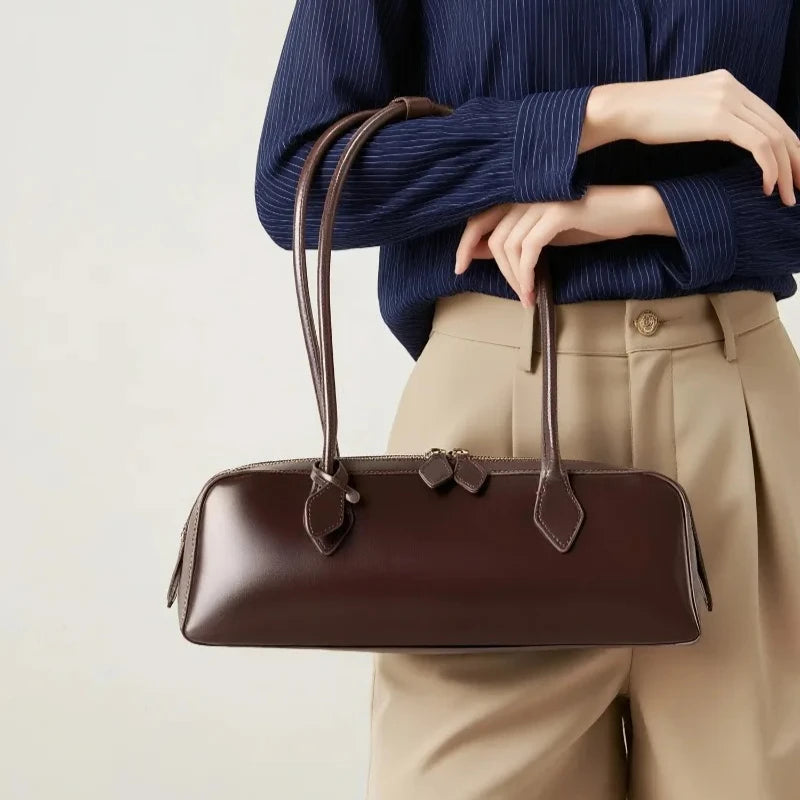 Vintage Long Shoulder Bag Women Shoulder Bag Luxury PU Leather Ladies Handbag Female Commuter Shopping Underarm Bag