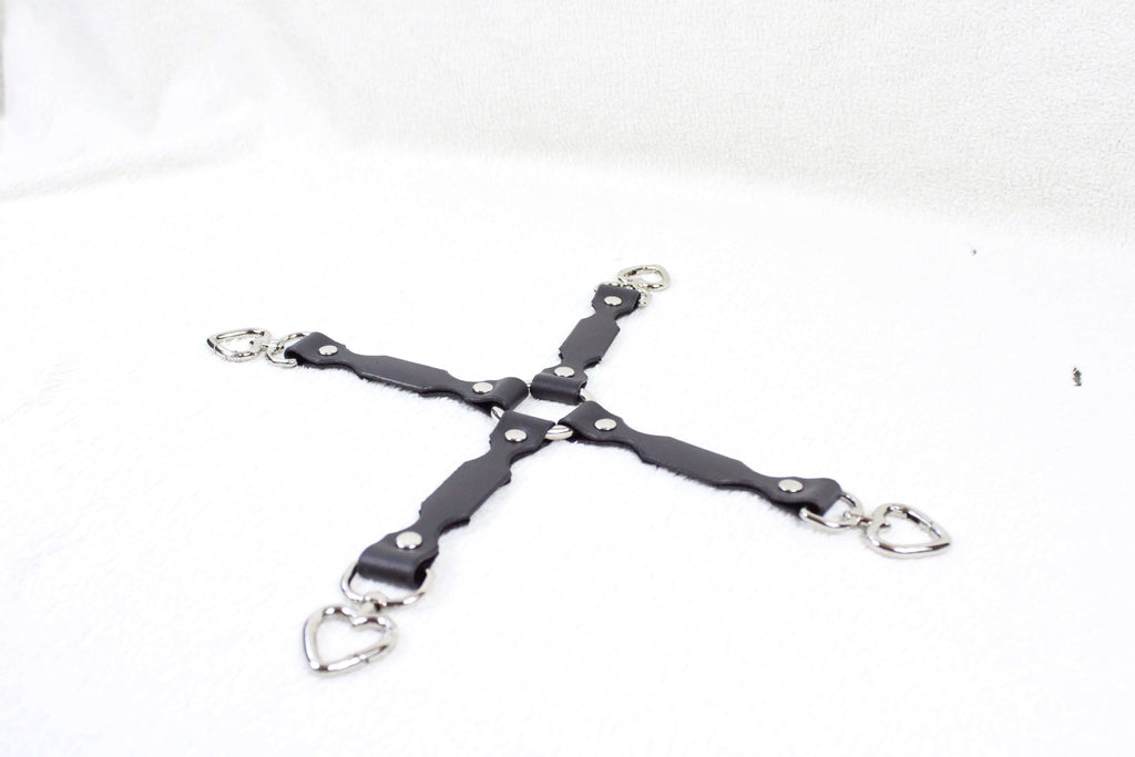 BDSM Restraint Connector Set Marble Purple Leather with Heart Rings
