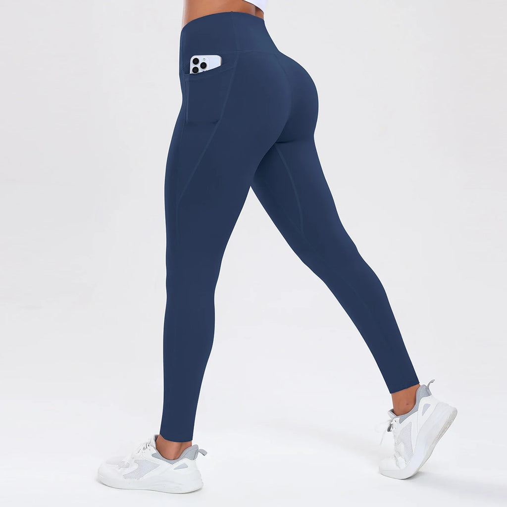 Women Yoga Pants with Pockets Butt Lifting Tummy Control Sports Leggings High Waist Fitness Tights Gym Clothing Sportswer