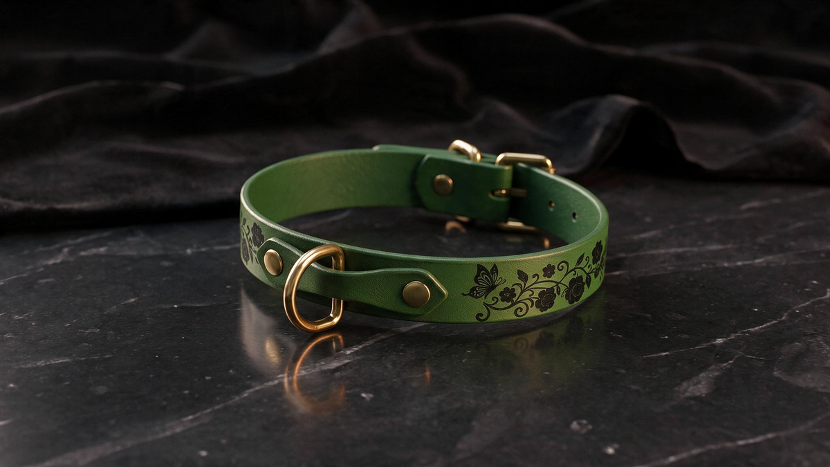 Floral BDSM Collar | Sub Collar With Butterflies & Flowers Brass.