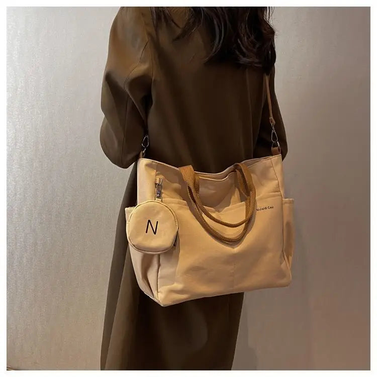 Women Shoulder Crossbody Bag Japanese Canvas Tote Messenger Bag for Student 2024 Ladies Hand Bags Female Handbag Bolsa Feminina
