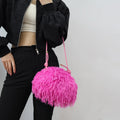 Luxury Fluffy Pleated Clutch Purse Handbags for Women Winter Faux Fur Ladies Plush Shoulder Bags Furry Female Crossbody Bags