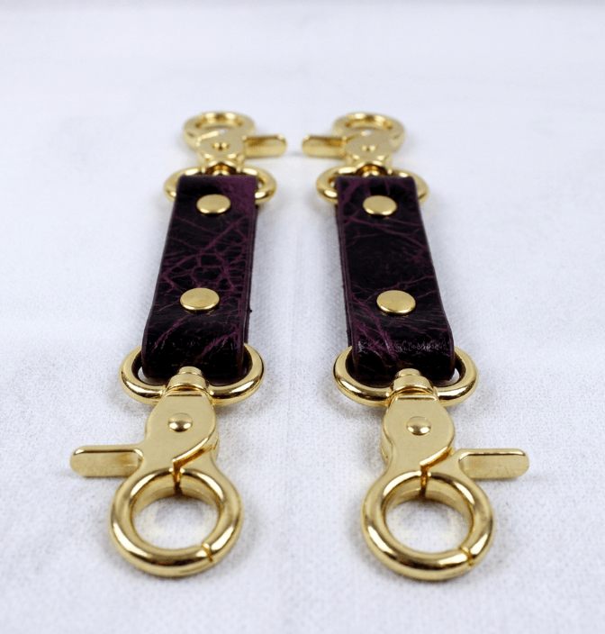 BDSM Connectors Marble Purple Leather Strap with Gold Hardware