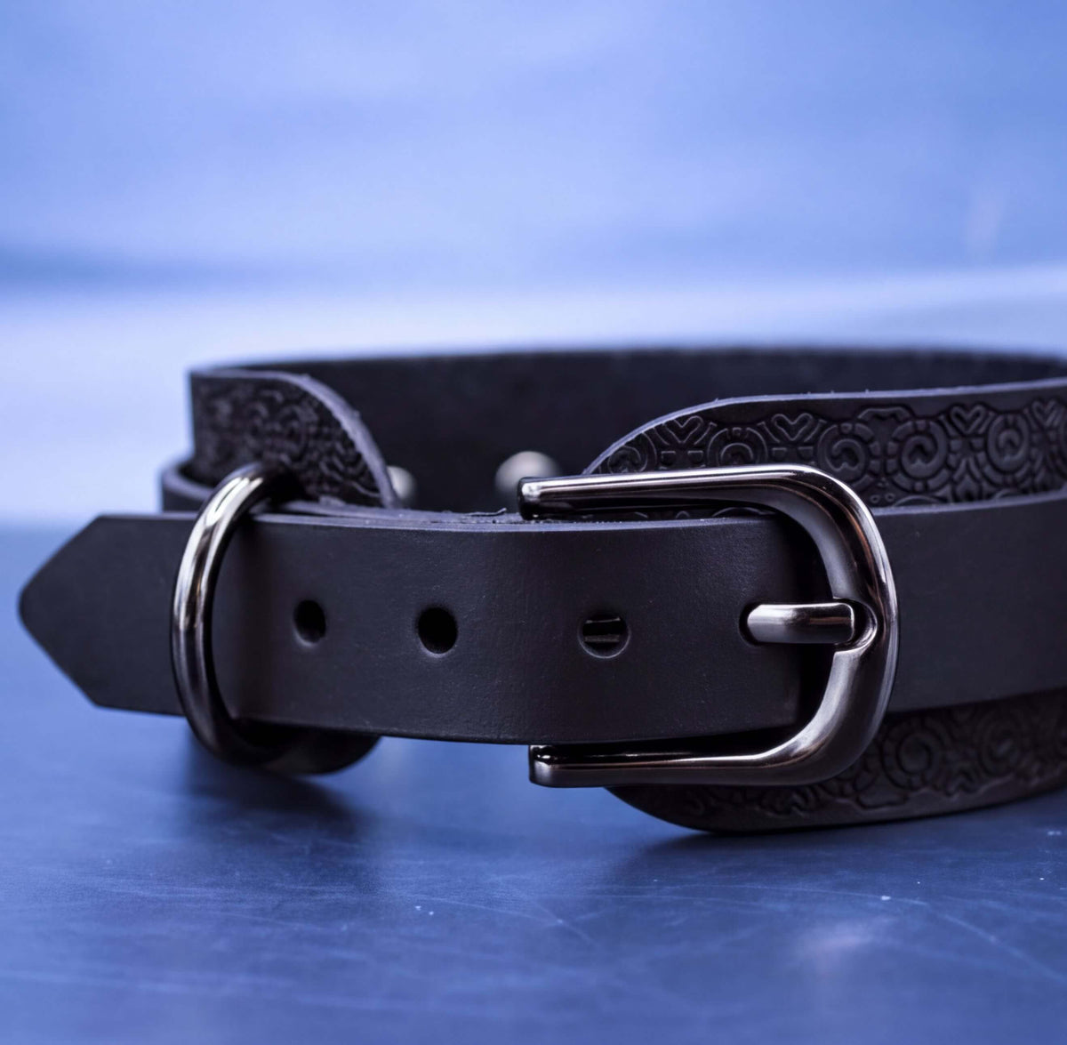 Red Wide Leather Choker Ornamental Slave Collar  BDSM Bondage Gift