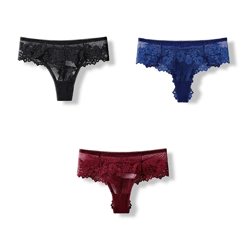 BANNIROU 3 Pcs Sexy Panties For Woman Lingerie Lady G-string Lace Female Thongs Underwear Ladies Intimates Free Shipping