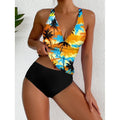 2026 Sexy Deep V Bikini Set Strappy Halter Swim Top & High Waist Panties Women's Printed Two Piece Swimsuit Beach Bathing Suit