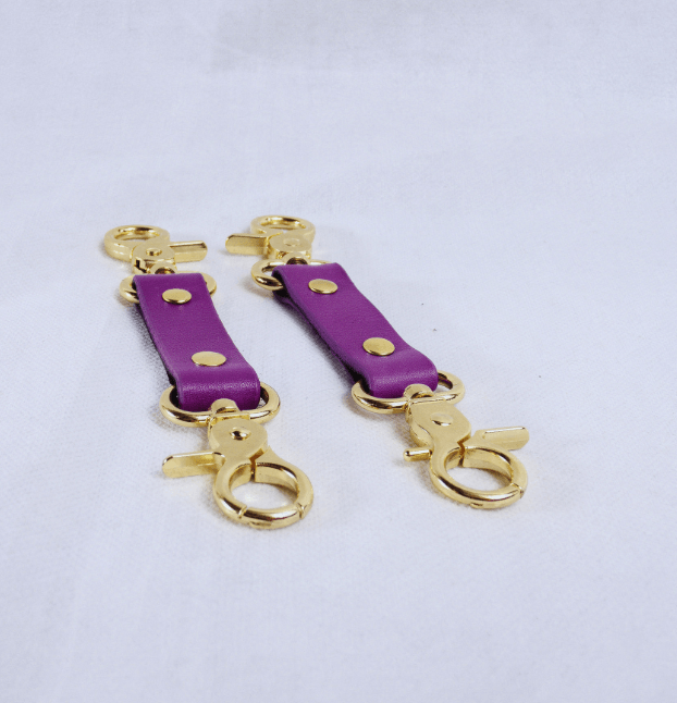 BDSM Connectors Violet Leather Strap with Gold Hardware