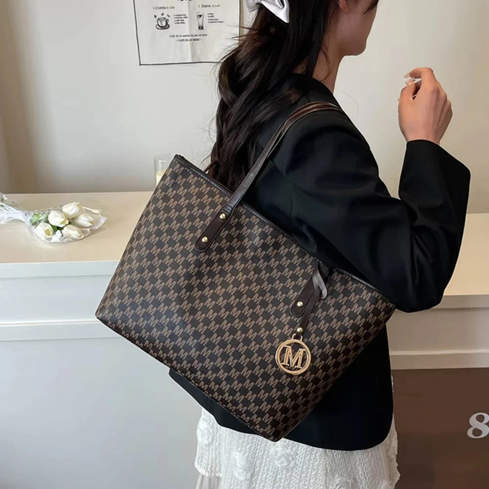 Vintage Ladies Tote Bag Large Capacity Fashion Elegant Handbag Classic Underarm Bag Women's Shopping Bag