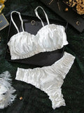 Hot-Selling Women's French Style Sexy Strapless Camisole Shorts Two-Piece Set with Ruffled Edges Pure Desire Sleepwear Sets JSH9