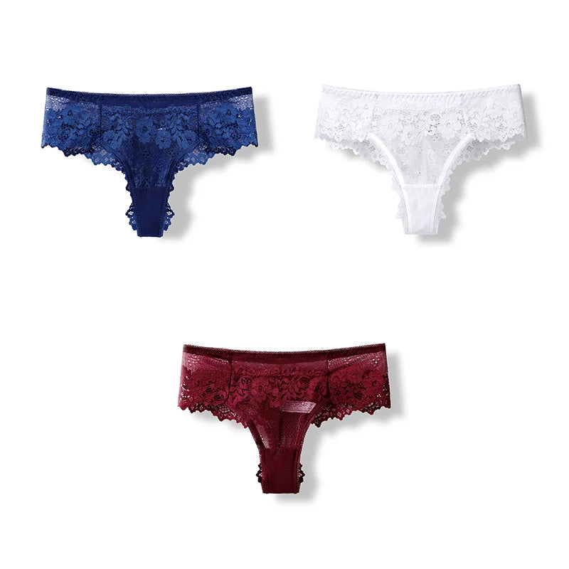 BANNIROU 3 Pcs Sexy Panties For Woman Lingerie Lady G-string Lace Female Thongs Underwear Ladies Intimates Free Shipping