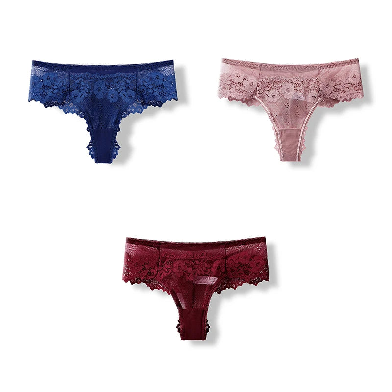 BANNIROU 3 Pcs Sexy Panties For Woman Lingerie Lady G-string Lace Female Thongs Underwear Ladies Intimates Free Shipping