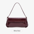 Fashion Ladies Shiny Crossbody Bag Stylish Elegant Shoulder Bag Wine Red Small Underarm Bag Versatile Solid Color Clutch Bag