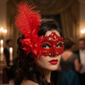 Fancy Rhinestone Half-Face Mask Multicolor Seductive Style Feather Mask Flower Masquerade Halloween Festival Party Mask Ladies