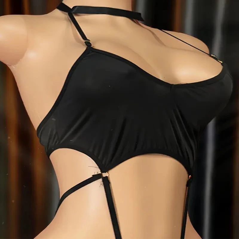 Cool Sexy Lingerie Set Porn Tights Women Lace Transparent Bra & Brief Set Erotic Costumes One Piece Bodysuit Sex Underwear Suits