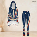 Fashion Women Casual 2 Piece Set Hooded Long Sleeve Hi Lo Asymmetrical Tunic Top Matching High Waist Slim Leggings T Daily Suit