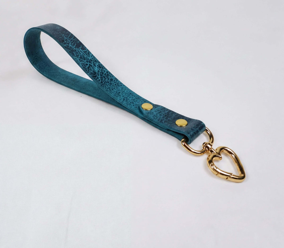 Marble Aqua Mini BDSM Leather Leash – Heart Snap Hook Bondage Lead