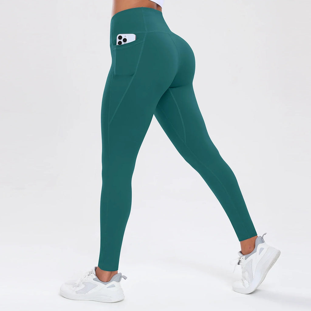 Women Yoga Pants with Pockets Butt Lifting Tummy Control Sports Leggings High Waist Fitness Tights Gym Clothing Sportswer