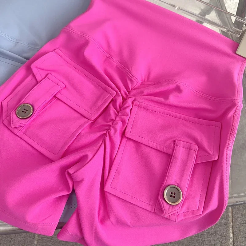 Women Yoga Shorts High Waist Workout Shorts Fitness Yoga Lift Butt Fitness Ladies Yoga Gym Running Short Pants Sportswear